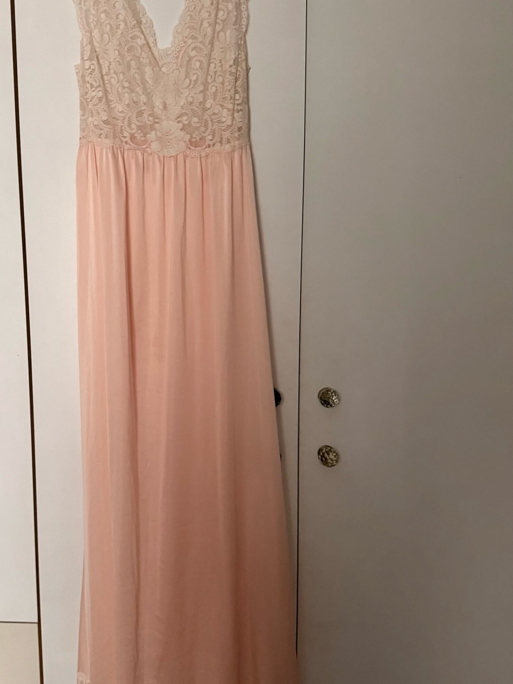 Vintage shadowline Lace lingerie nightgown Blush Pink